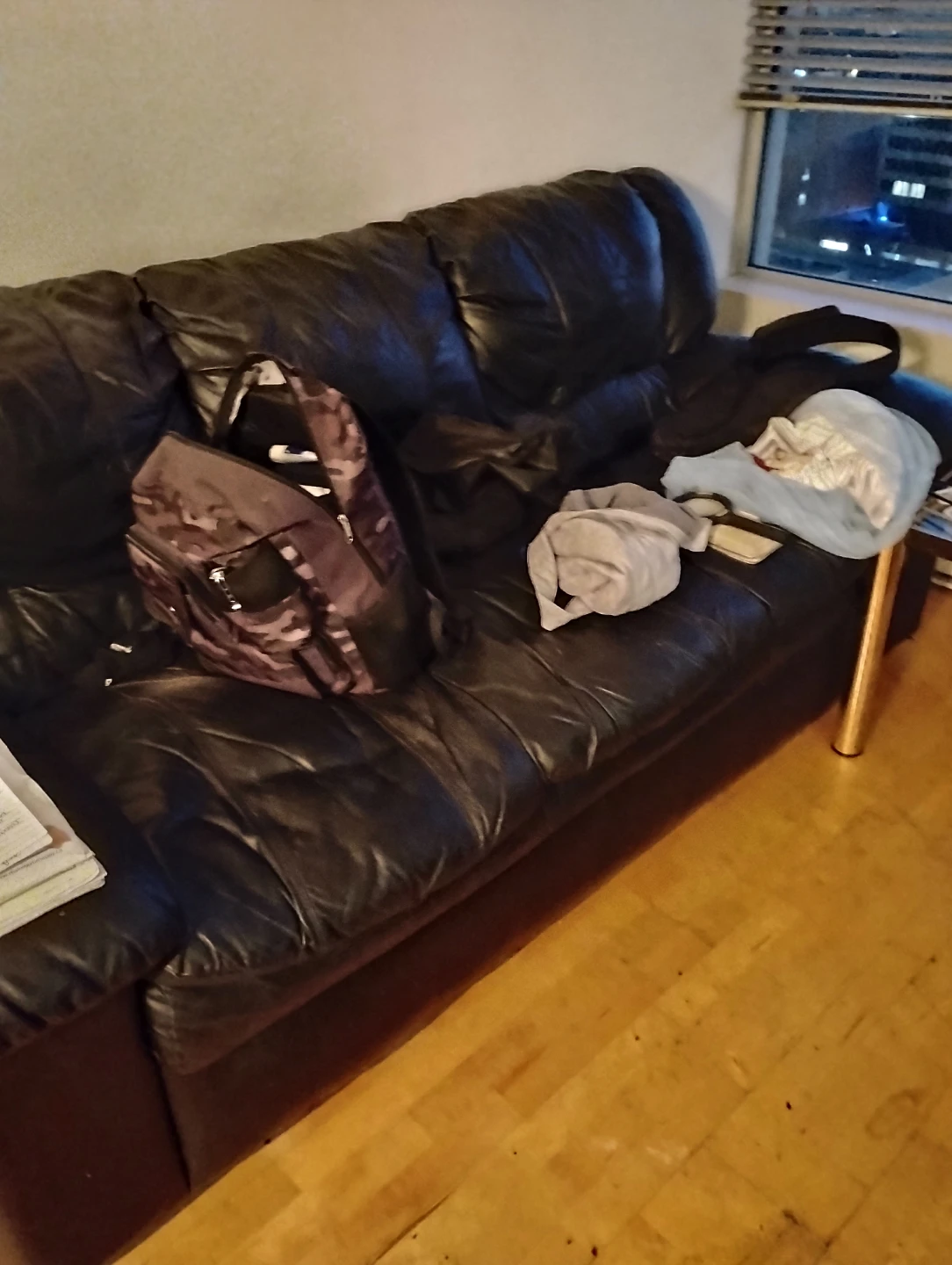 Black Leather Sofa - photo 2