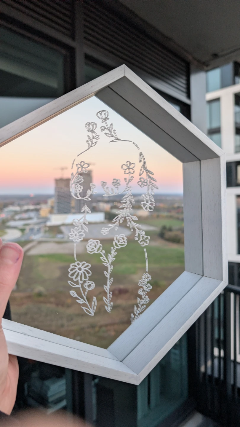 Hand made engraved mirror