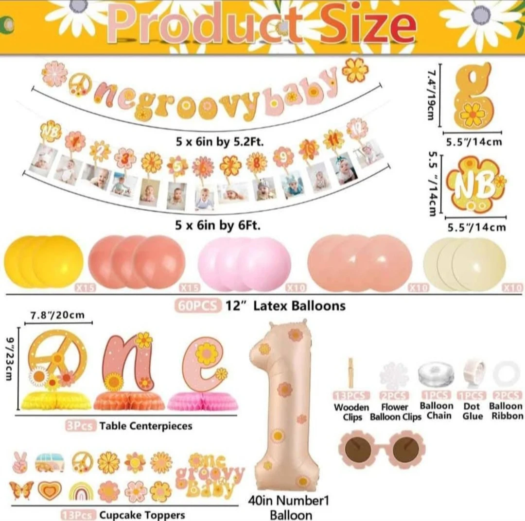 One Groovy Baby Birthday Decoration Set - photo 2