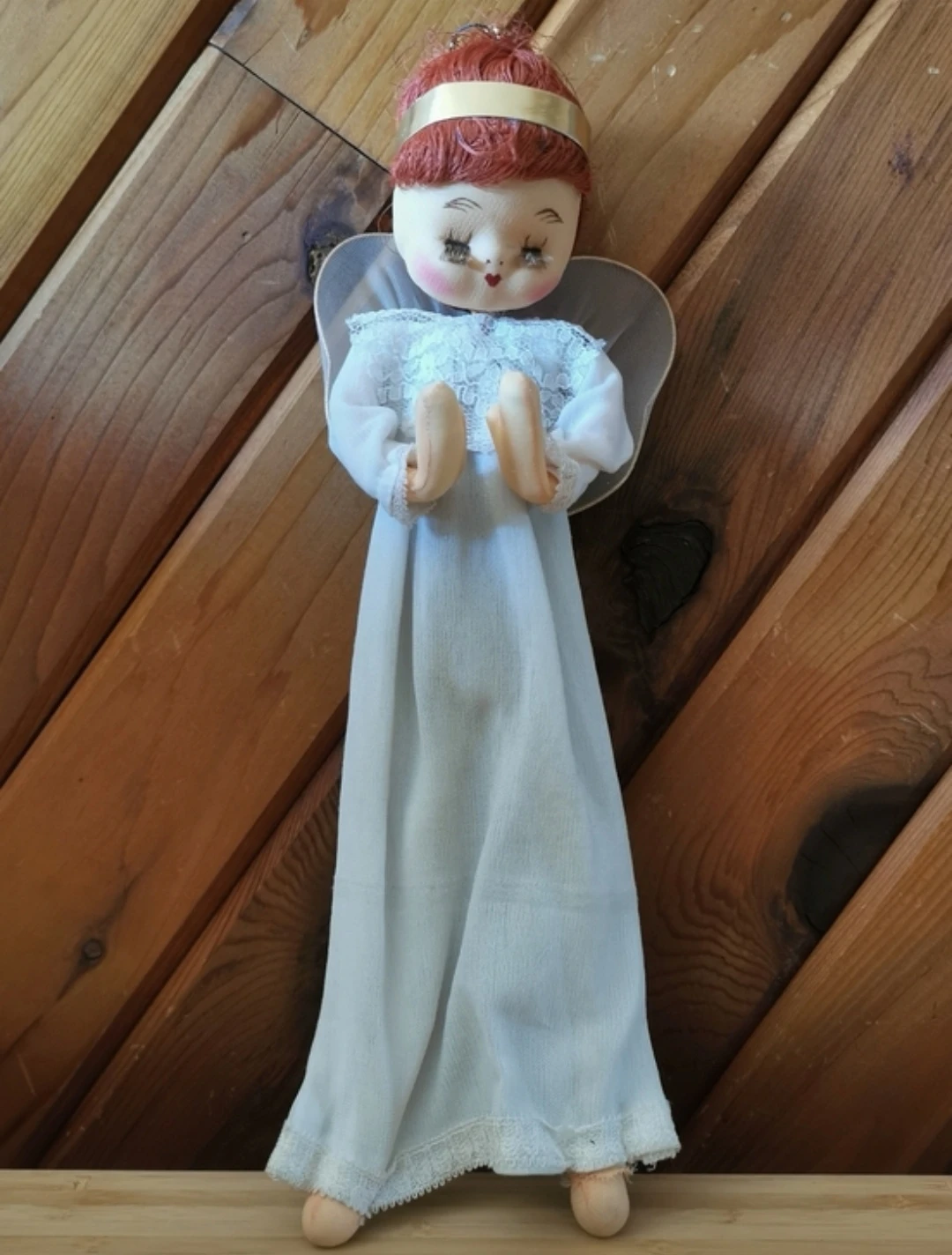Vintage Handmade Christmas Angel Doll – Tulle Wings