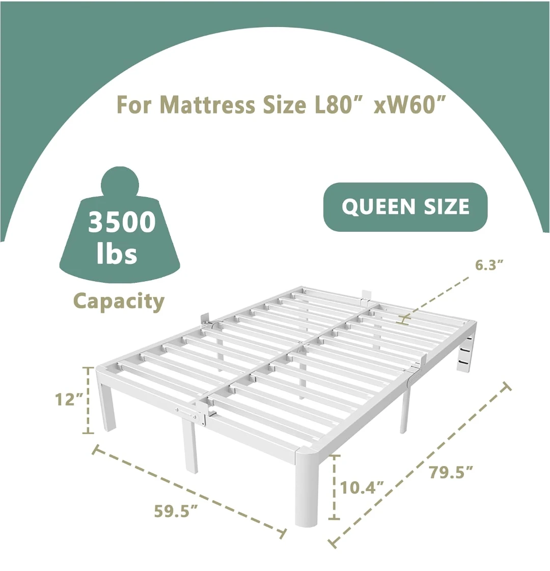 Queen Size Metal Bed Frame (white) - photo 5