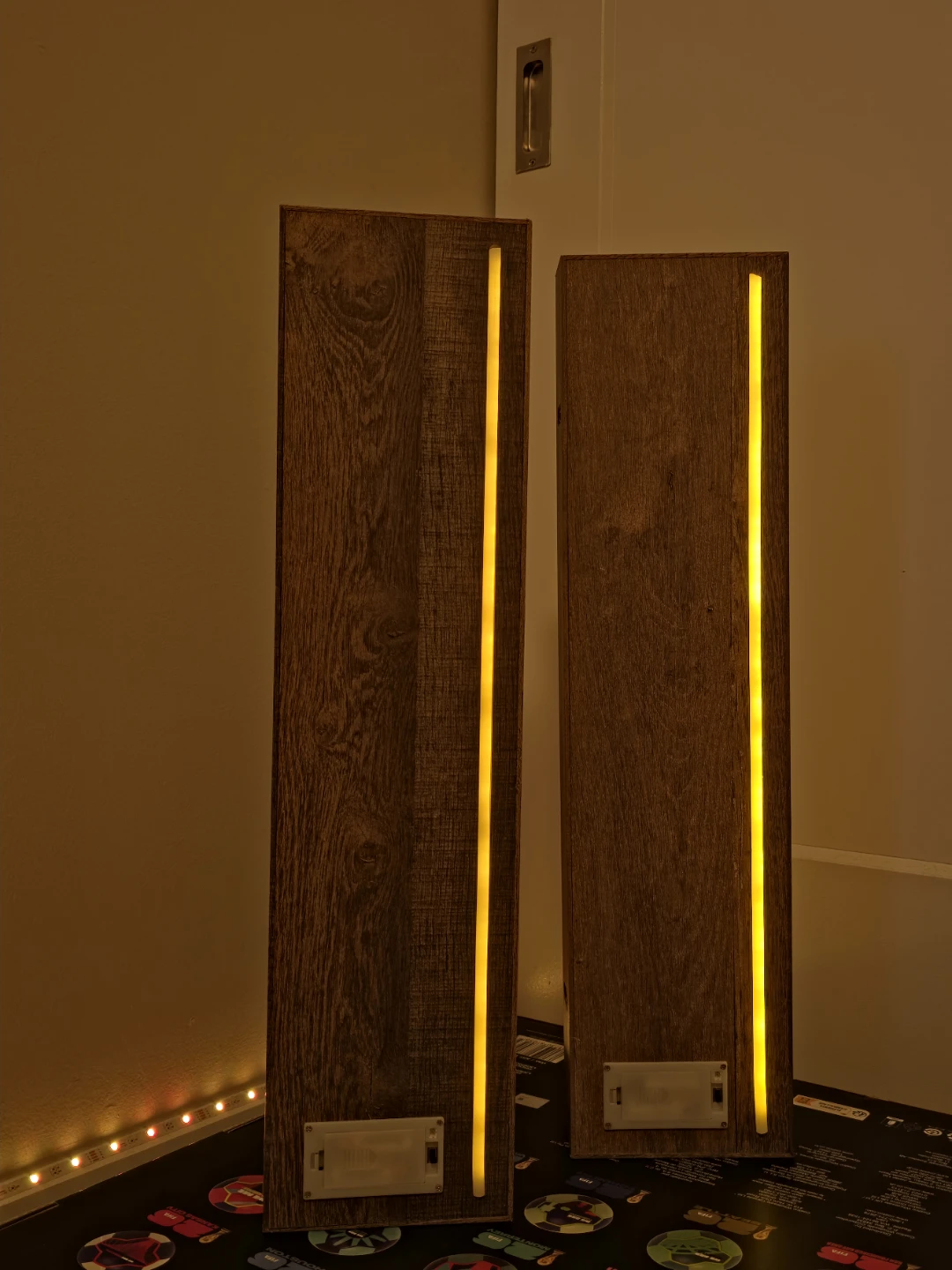 Set of Two LED Wood Floating Shelves