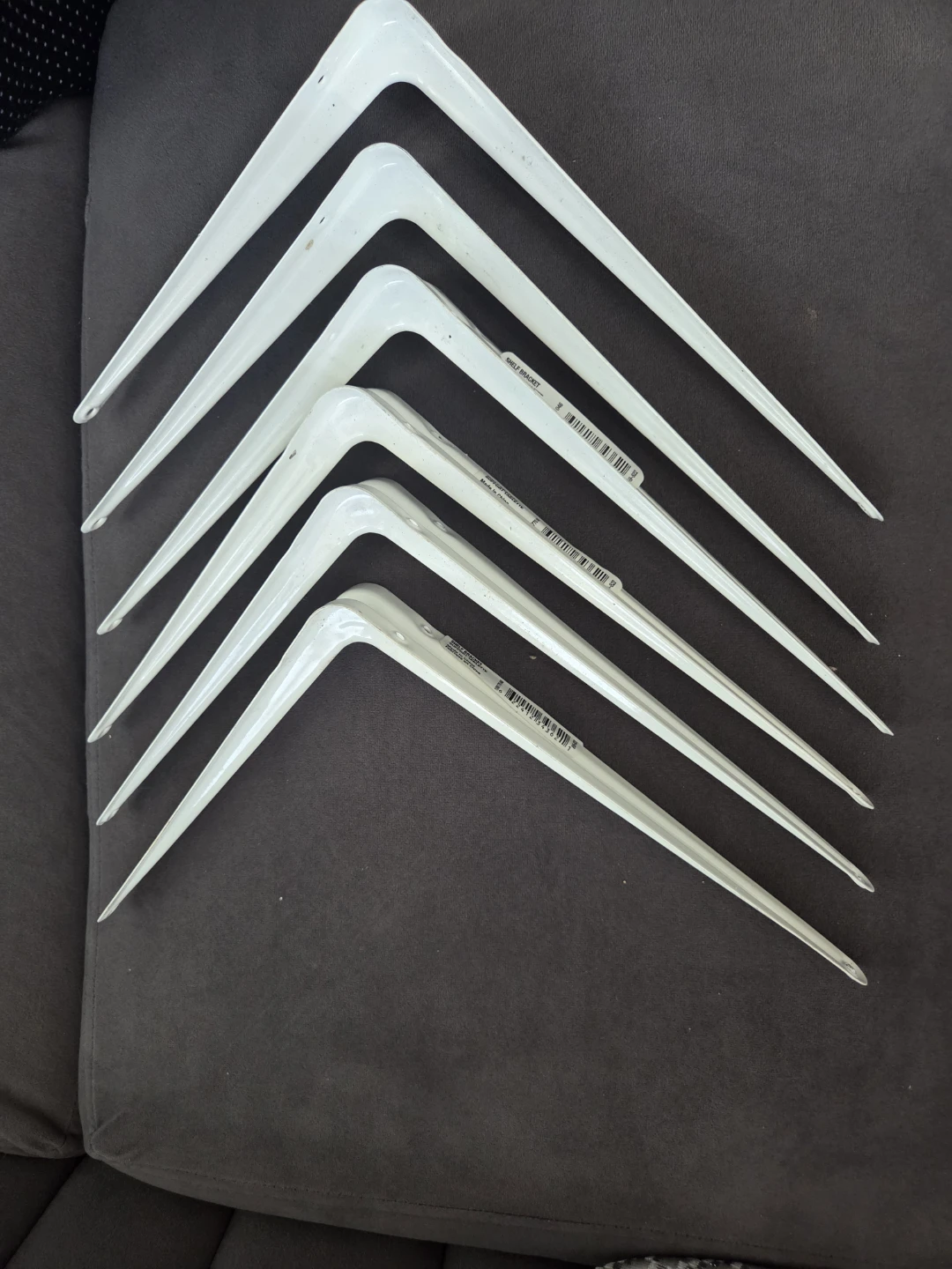6 White Metal Shelf Brackets