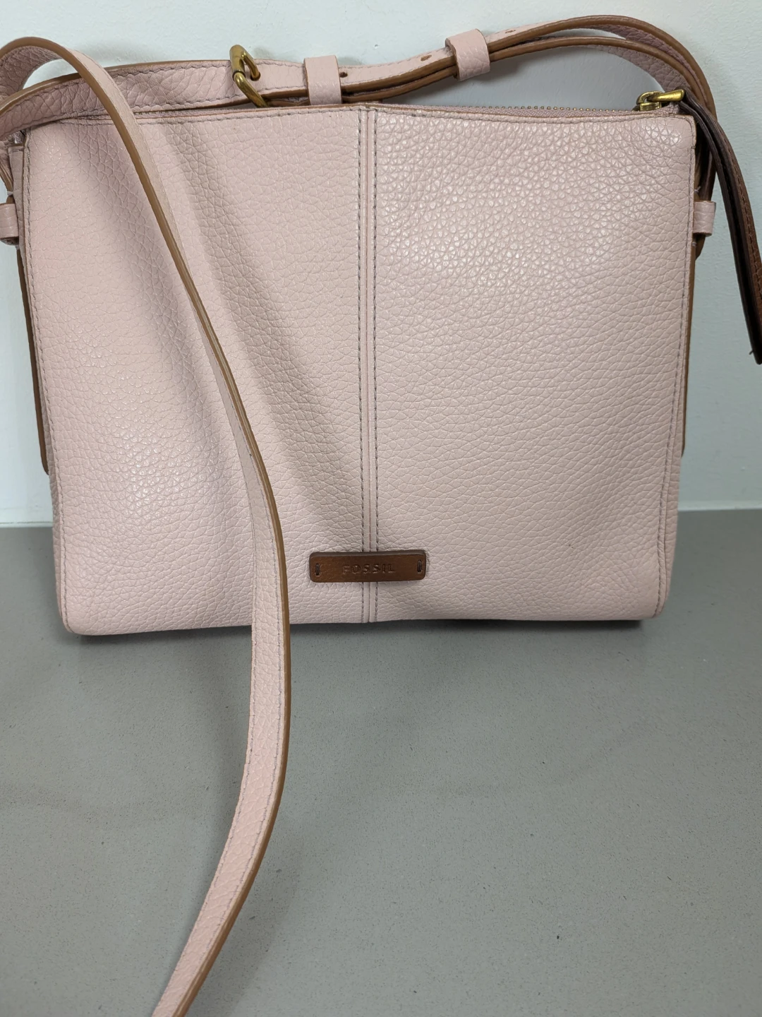 Fossil Jenna Crossbody Wild Rose Blush Pink Pebbled Leather - photo 5