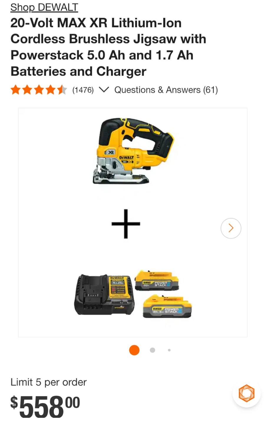 20V Dewalt XR Jigsaw + POWERSTACK 2Pack Starter Kit - photo 2