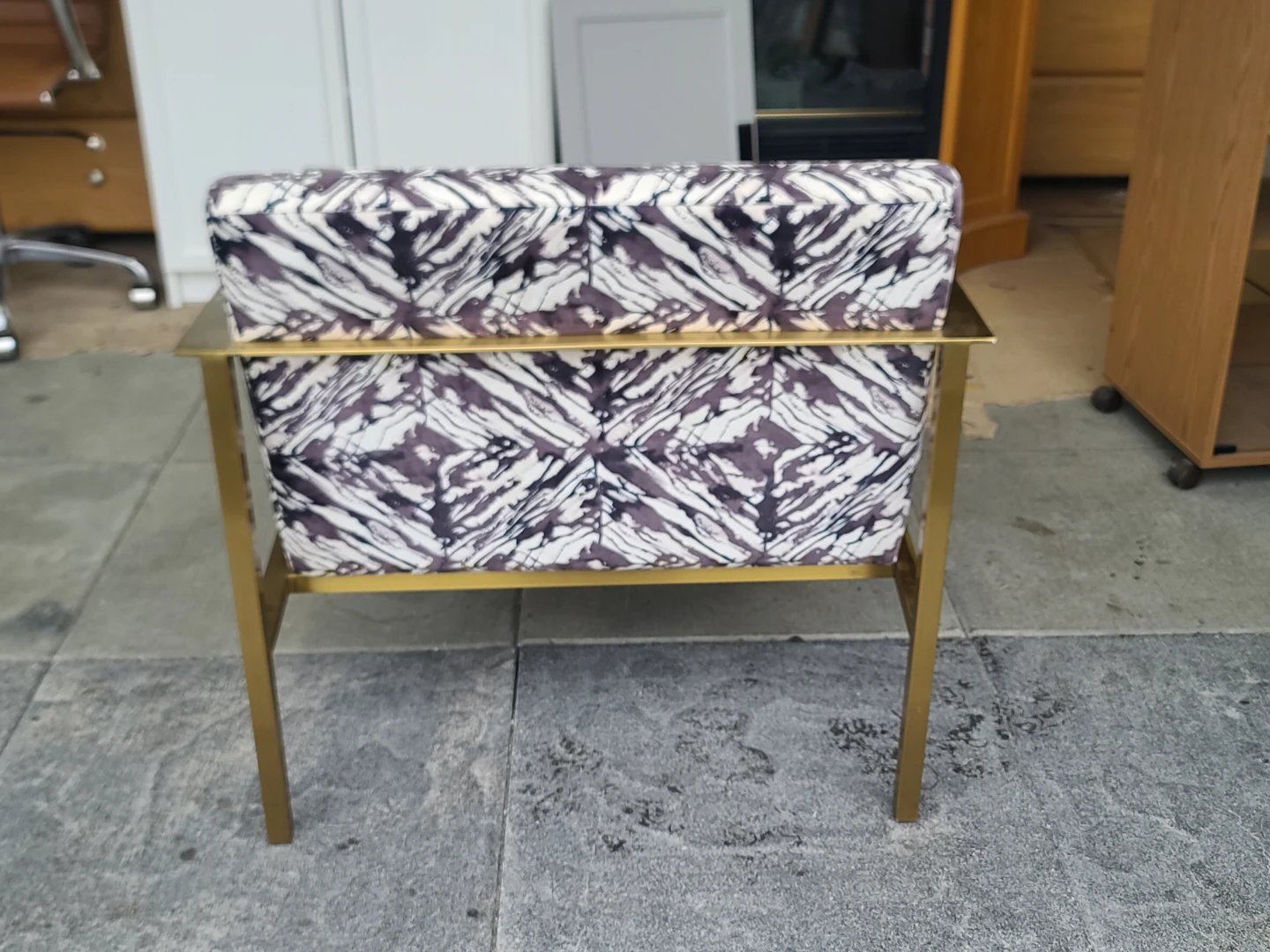 Modern Gold Frame Accent Chair with Patterned Fabric - photo 5