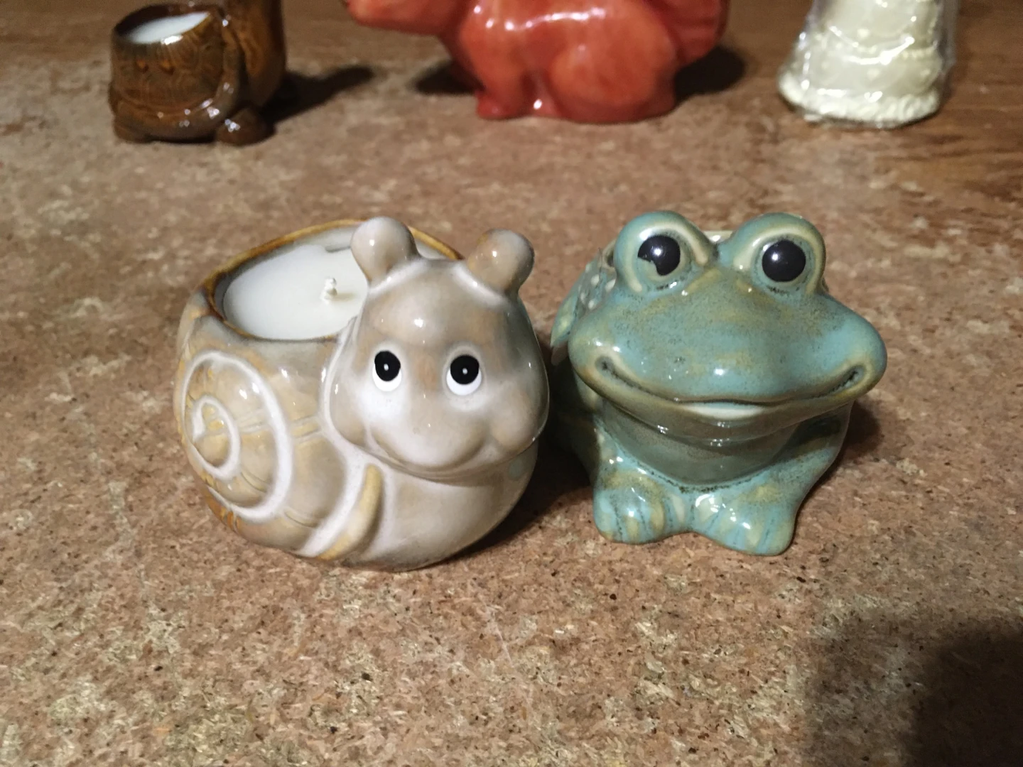 LOT OF 5 VINTAGE ANIMAL CANDLES FROG SNAIL TURTLE - photo 2