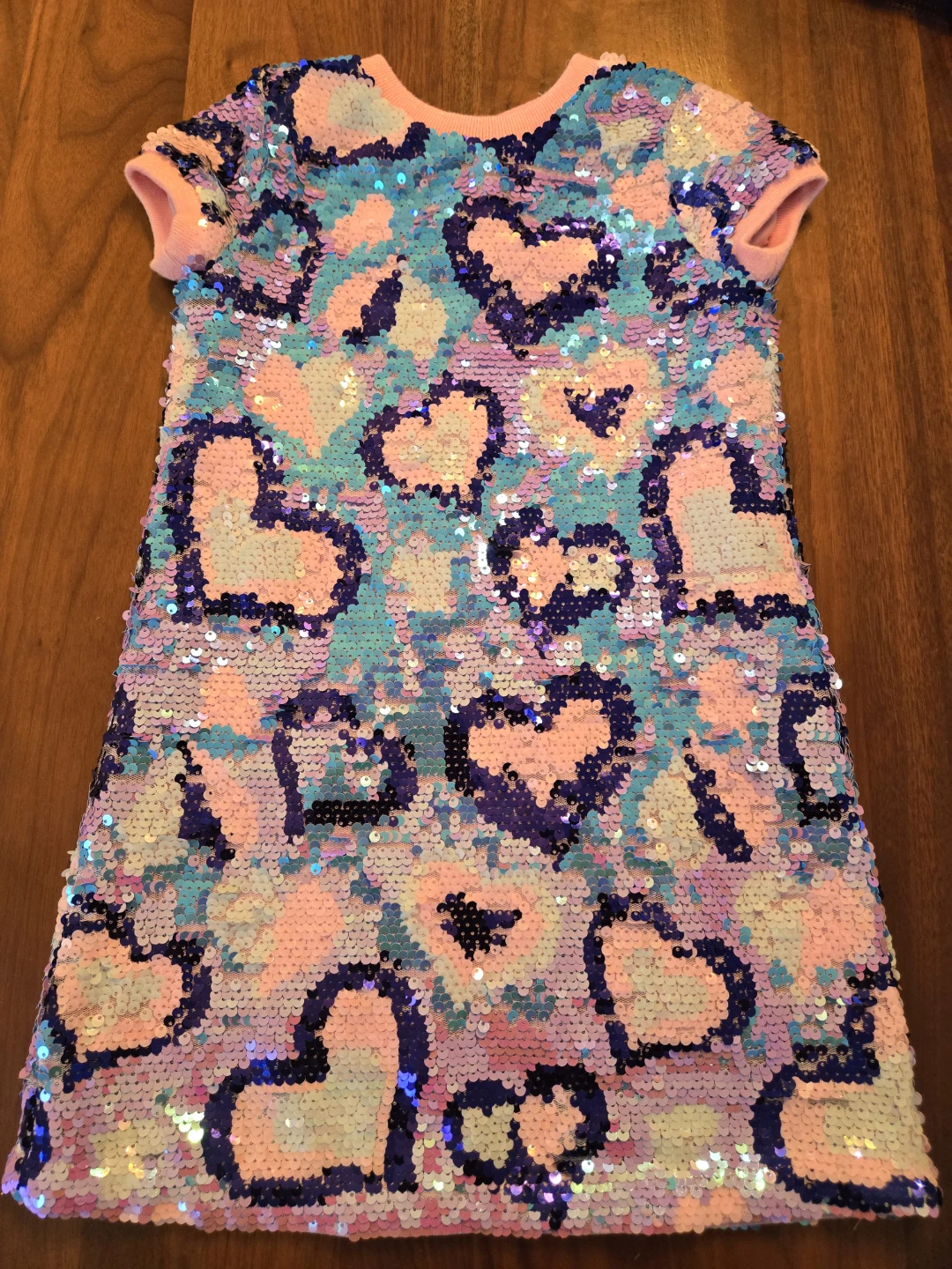 Girls sequin heart pattern dress
