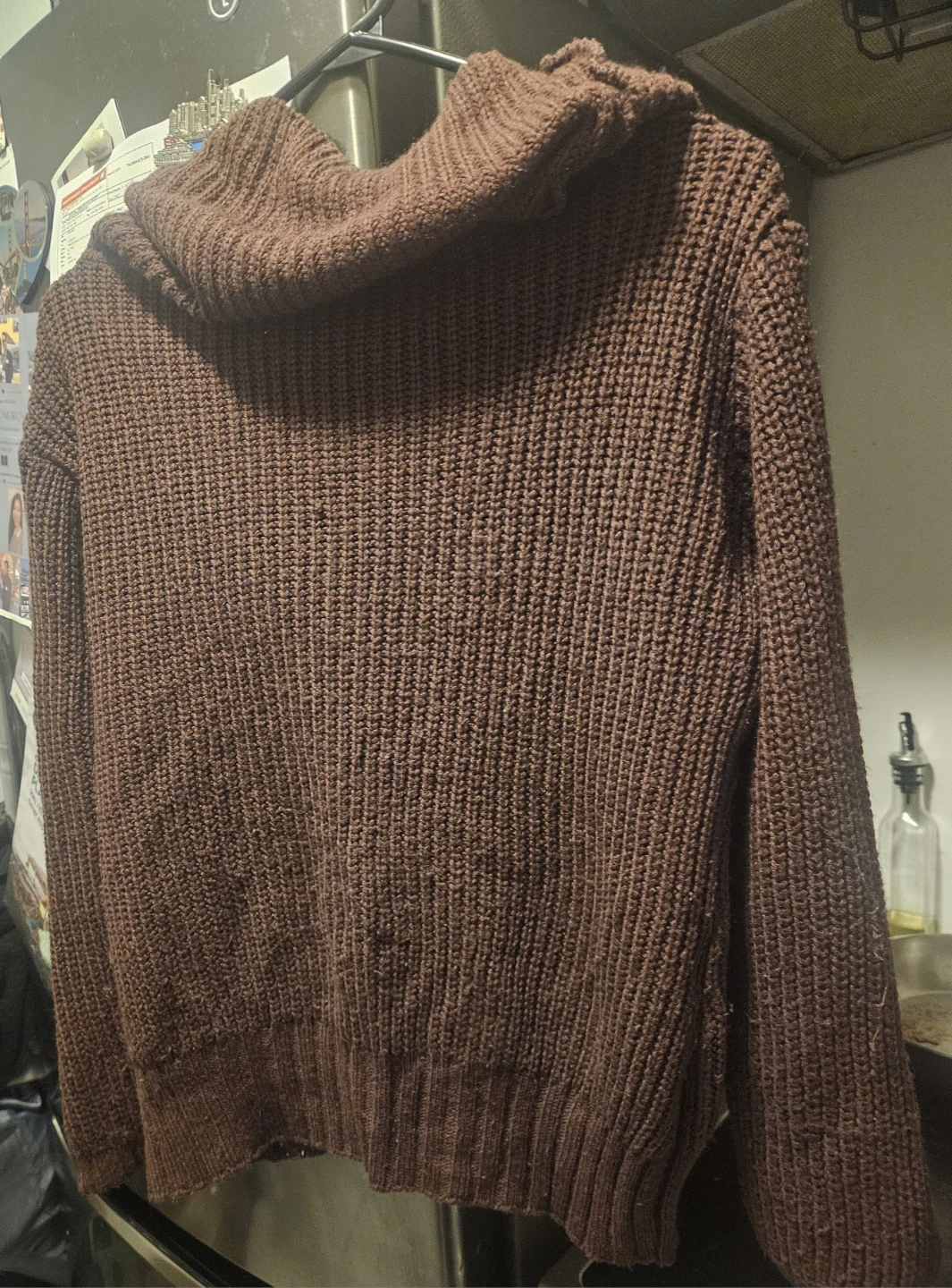 Burgundy cowl neck knit sweater - photo 2