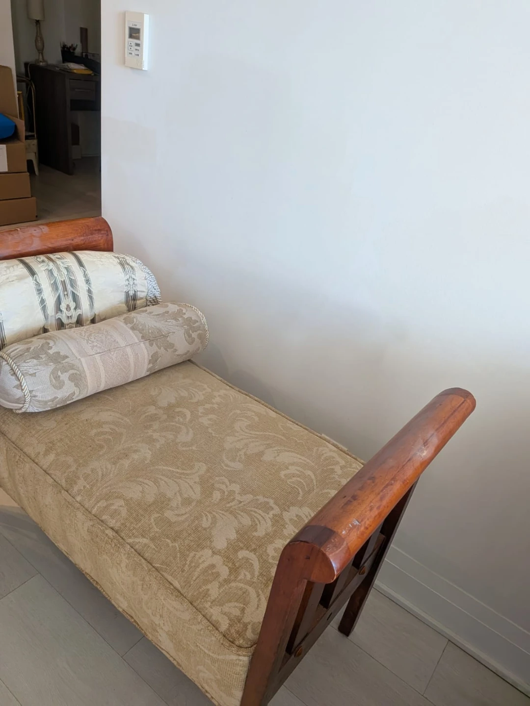 Move out sale: Vintage Wooden Upholstered Bench - photo 3