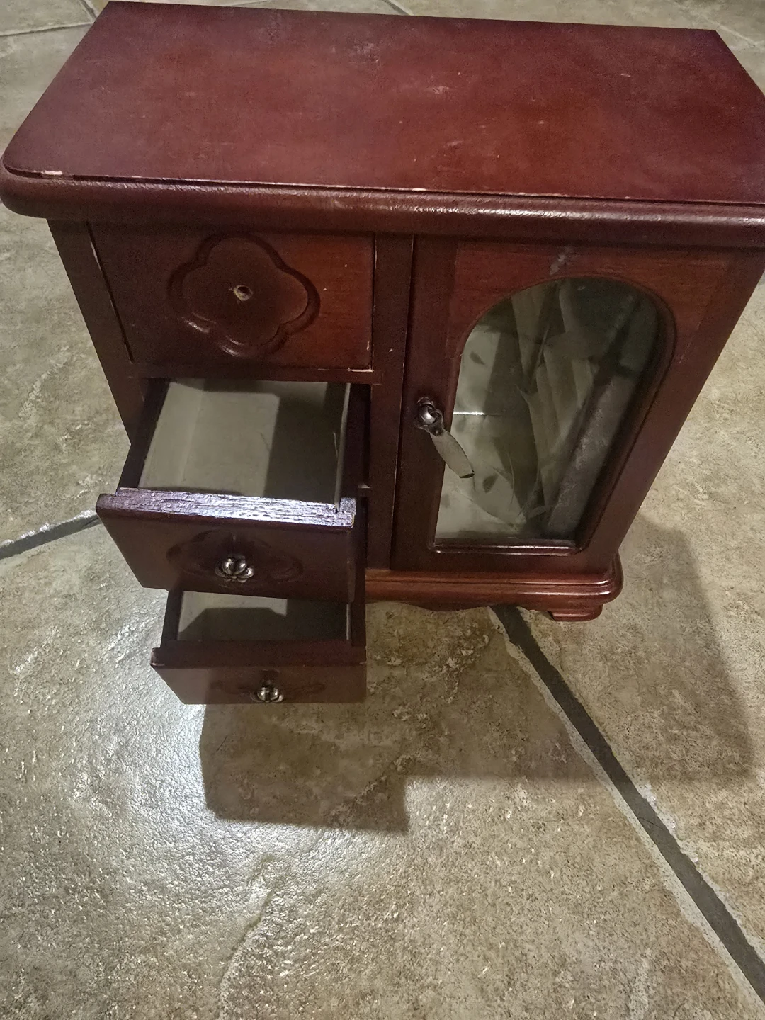 Wooden Jewellery Box with Drawers and Mirror - photo 3