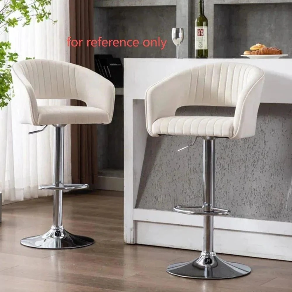 New<>2 pcs  Cream Velvet Adjustable Bar Stool