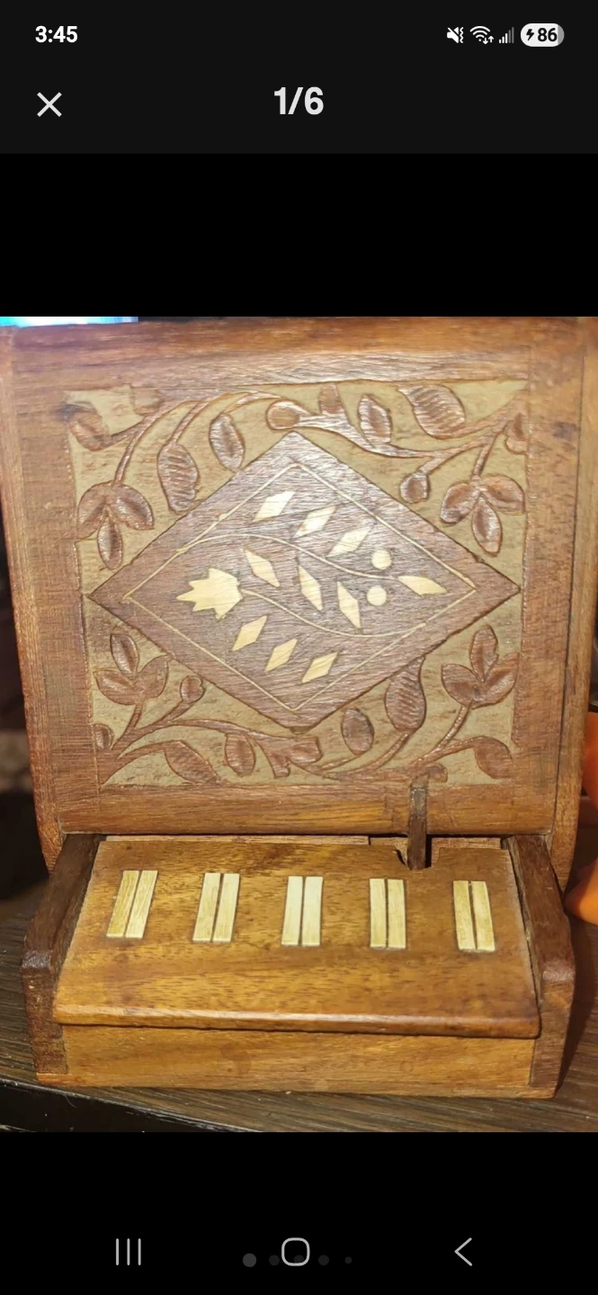 Vintage Hand-Carved Wooden Decorative Box