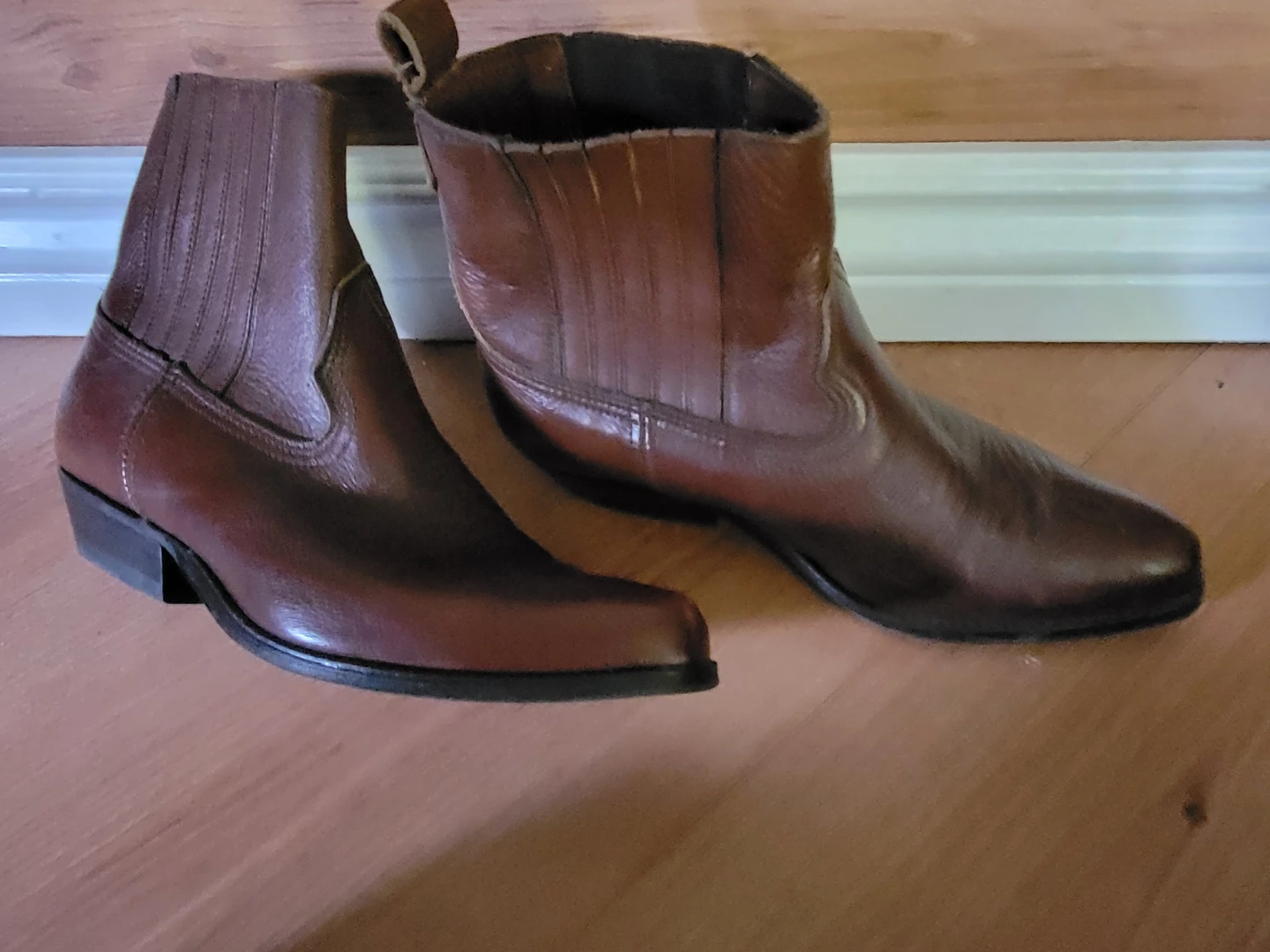 Brown Leather Cowboy Ankle Boots - photo 3