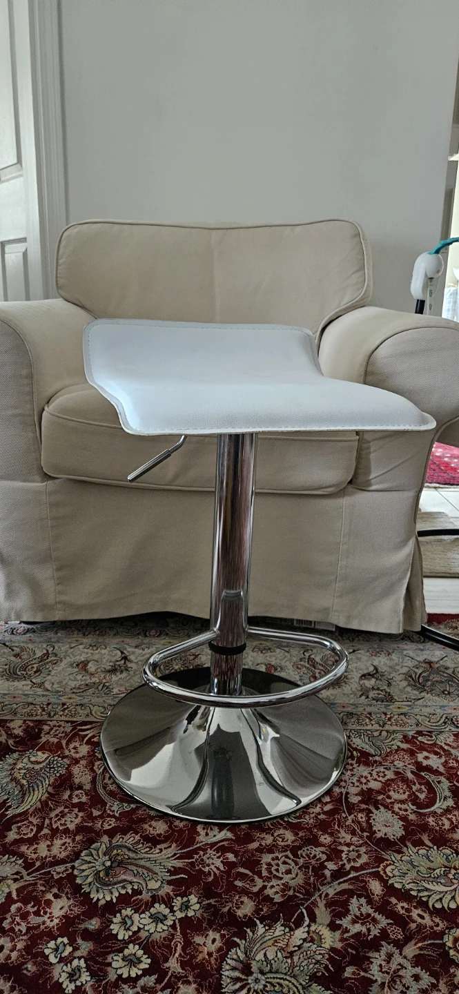 Adjustable White Bar Stool