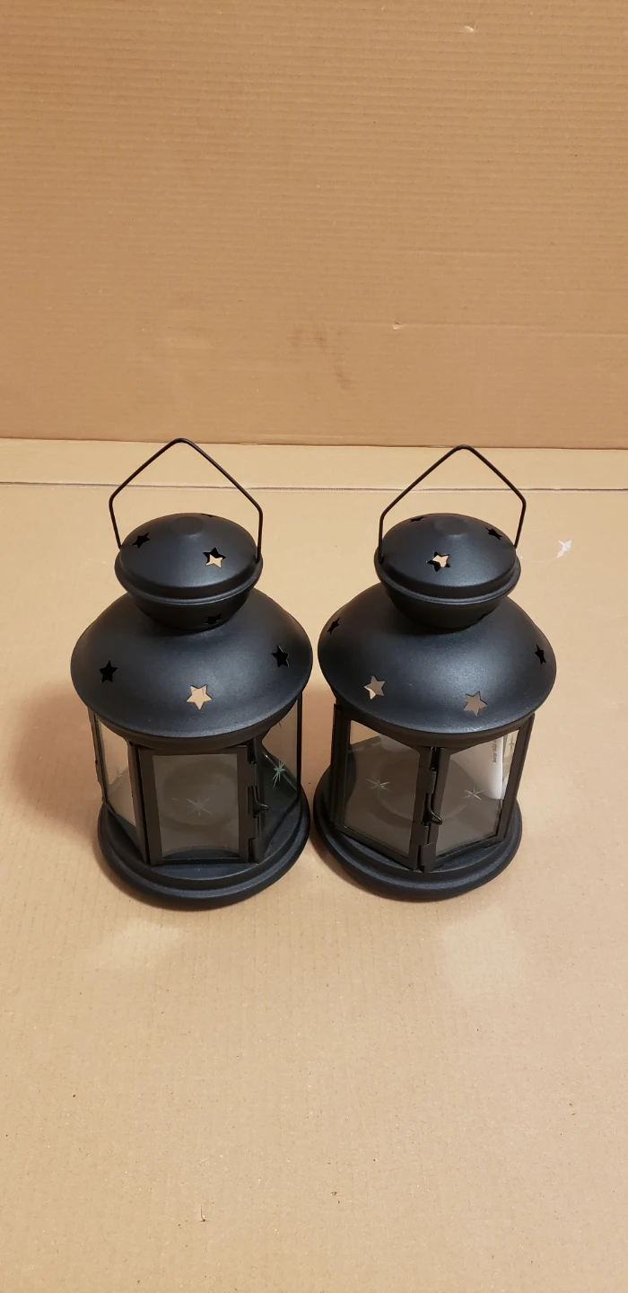 Set of 2 Black Metal Star Lanterns