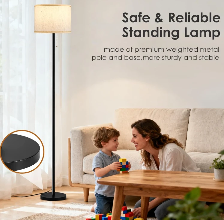 Standing Floor Lamp with Linen Shade - photo 4