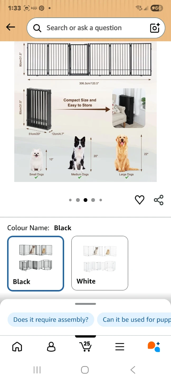 Bnib HIDOG Freestanding Pet Gate with Door - Black - photo 4