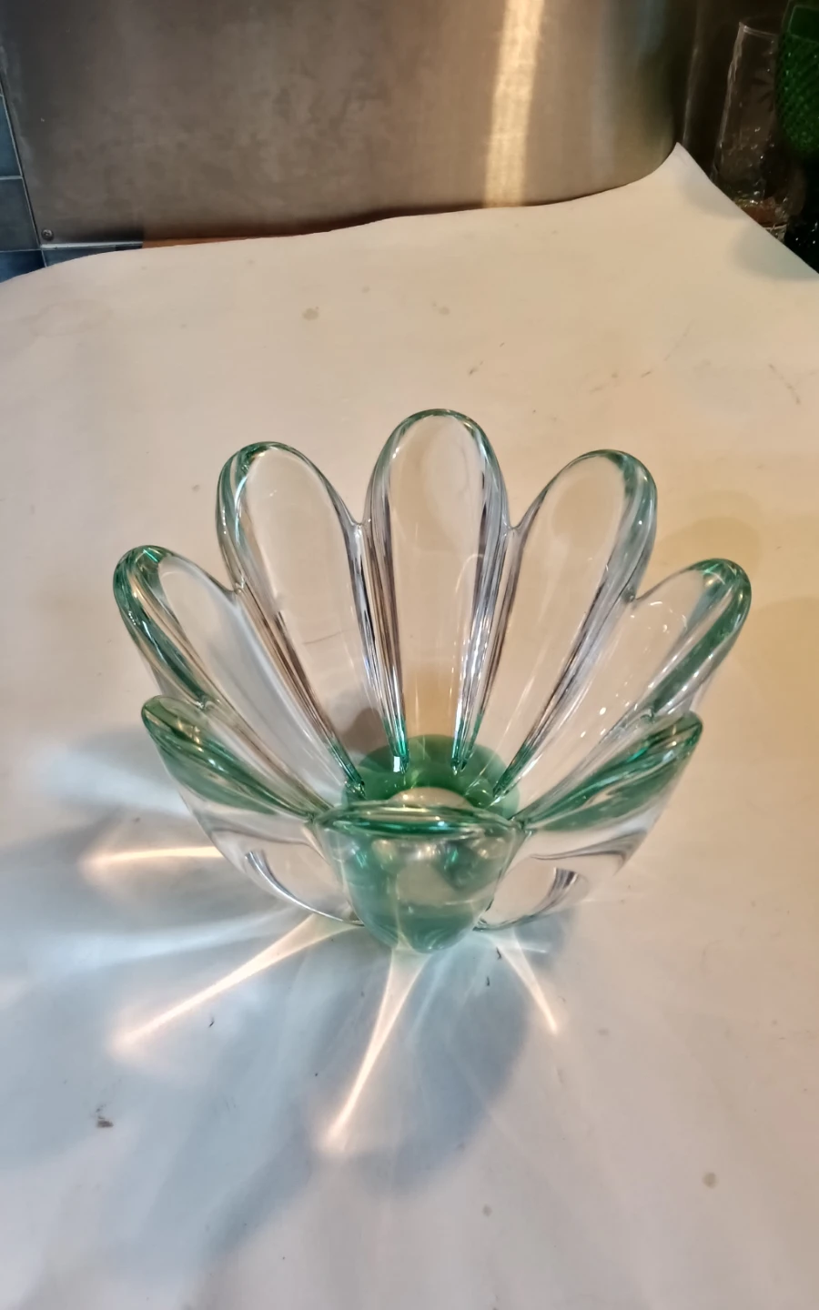 Vintage Signed Orrefors Sweden "Mayflower" Crystal Art Glass