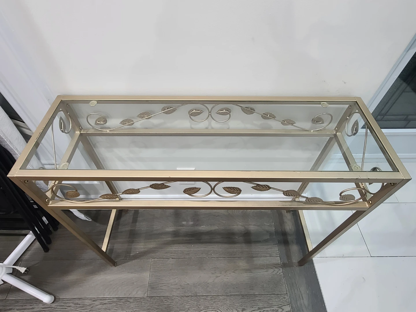 Gold Metal and Glass Console Table - photo 3