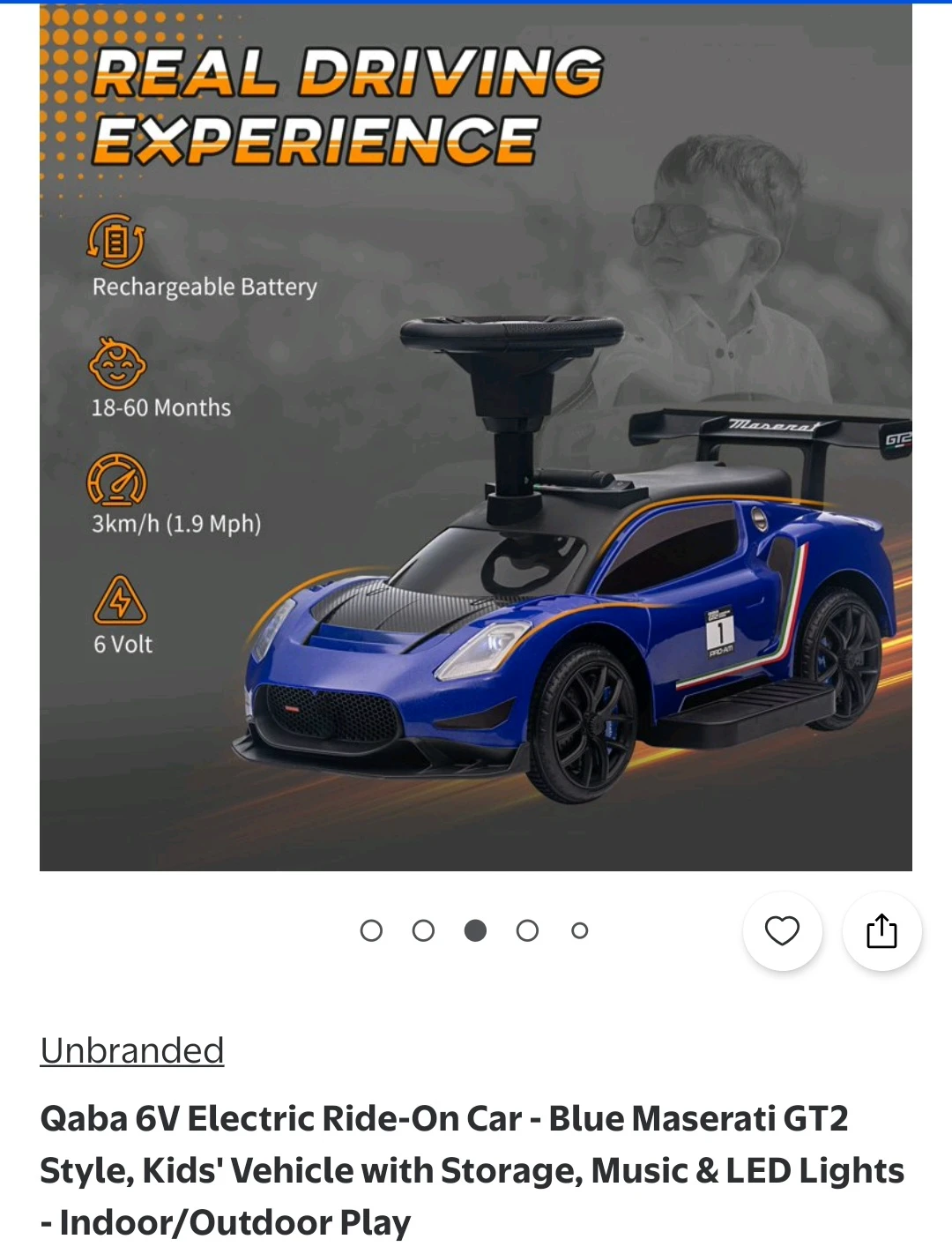 Qaba 6V Electric Ride-On Car - Blue Maserati GT2 Style - photo 5