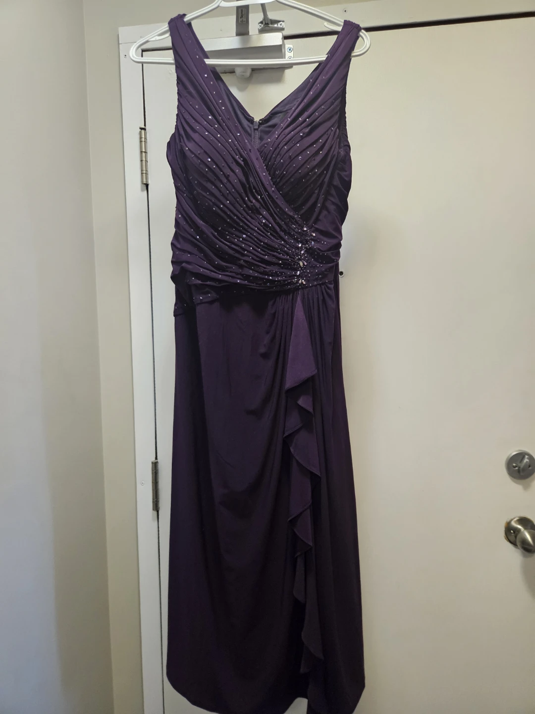 Purple Ruched Evening Gown