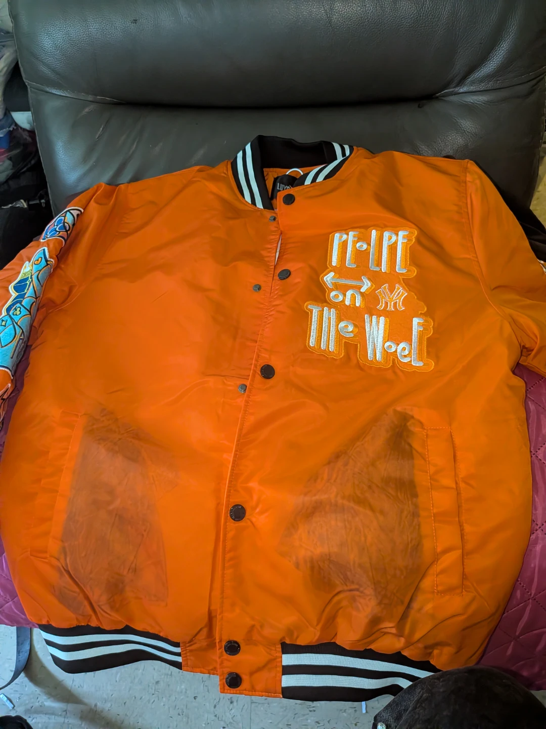 LUYBAIDUN Orange Varsity Jacket - photo 2
