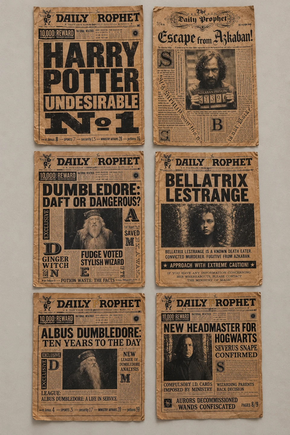 Harry Potter Daily Prophet Prop Posters Set