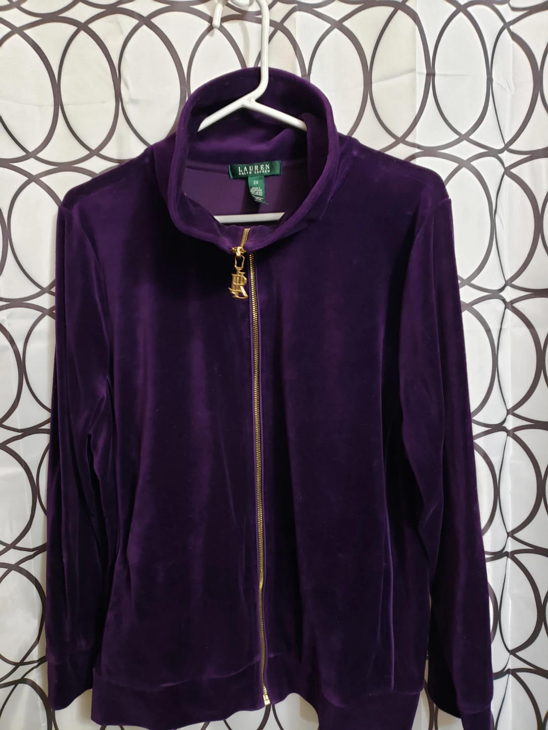 Lauren Ralph Lauren Purple Velour Zip-Up Jacket - photo 3
