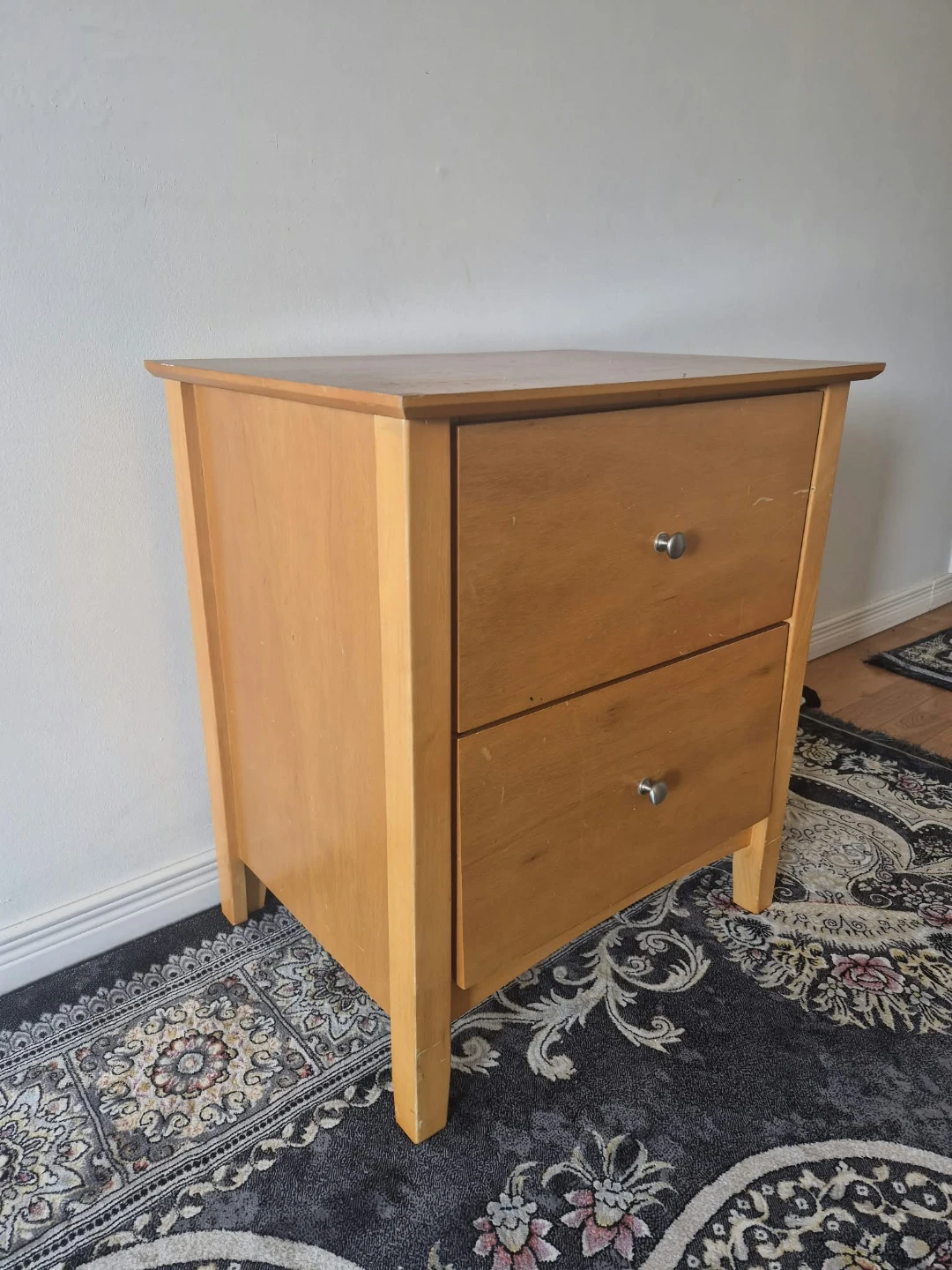 Wooden Two-Drawer Nightstand