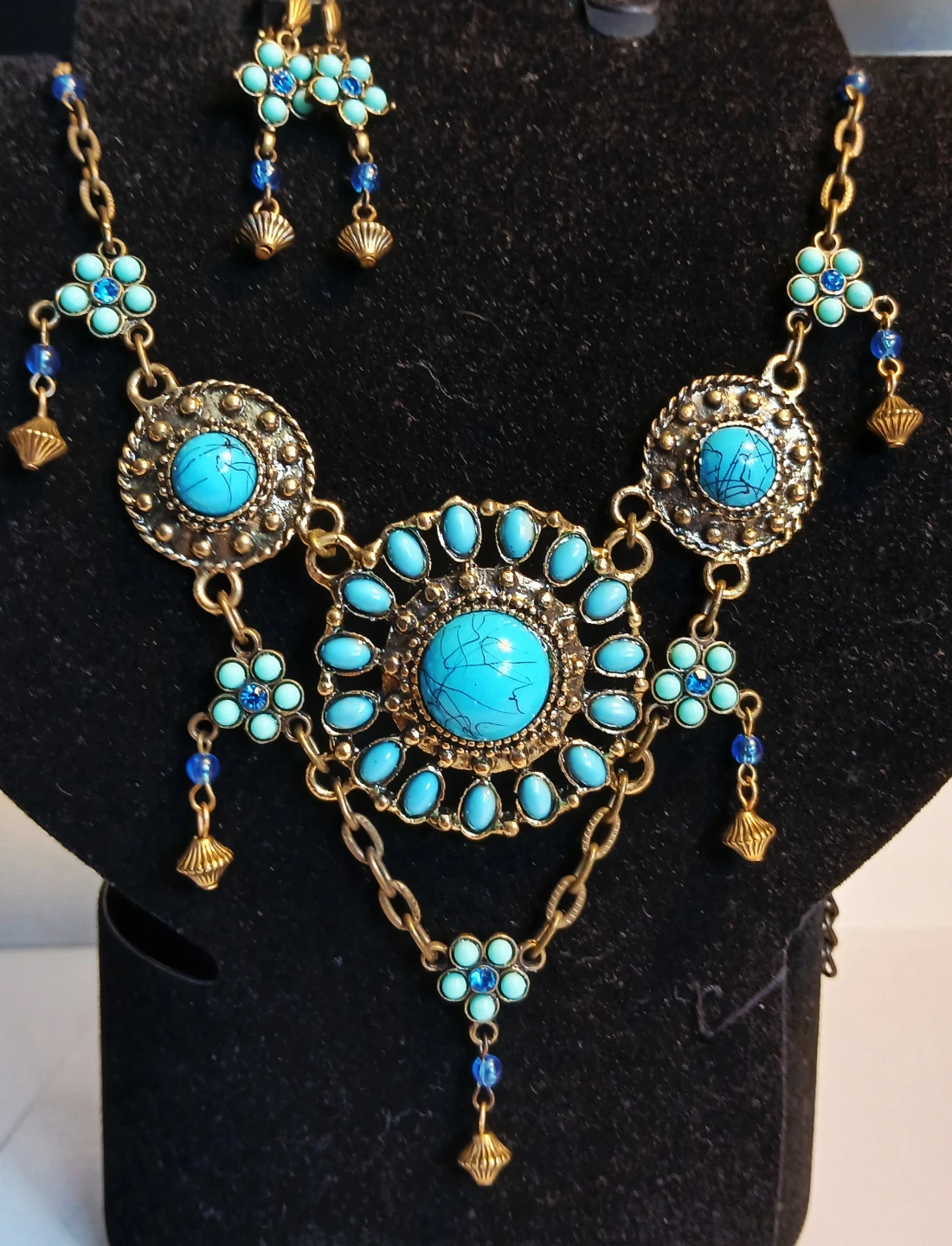 Turquoise-Style Necklace and Earring Set - photo 4
