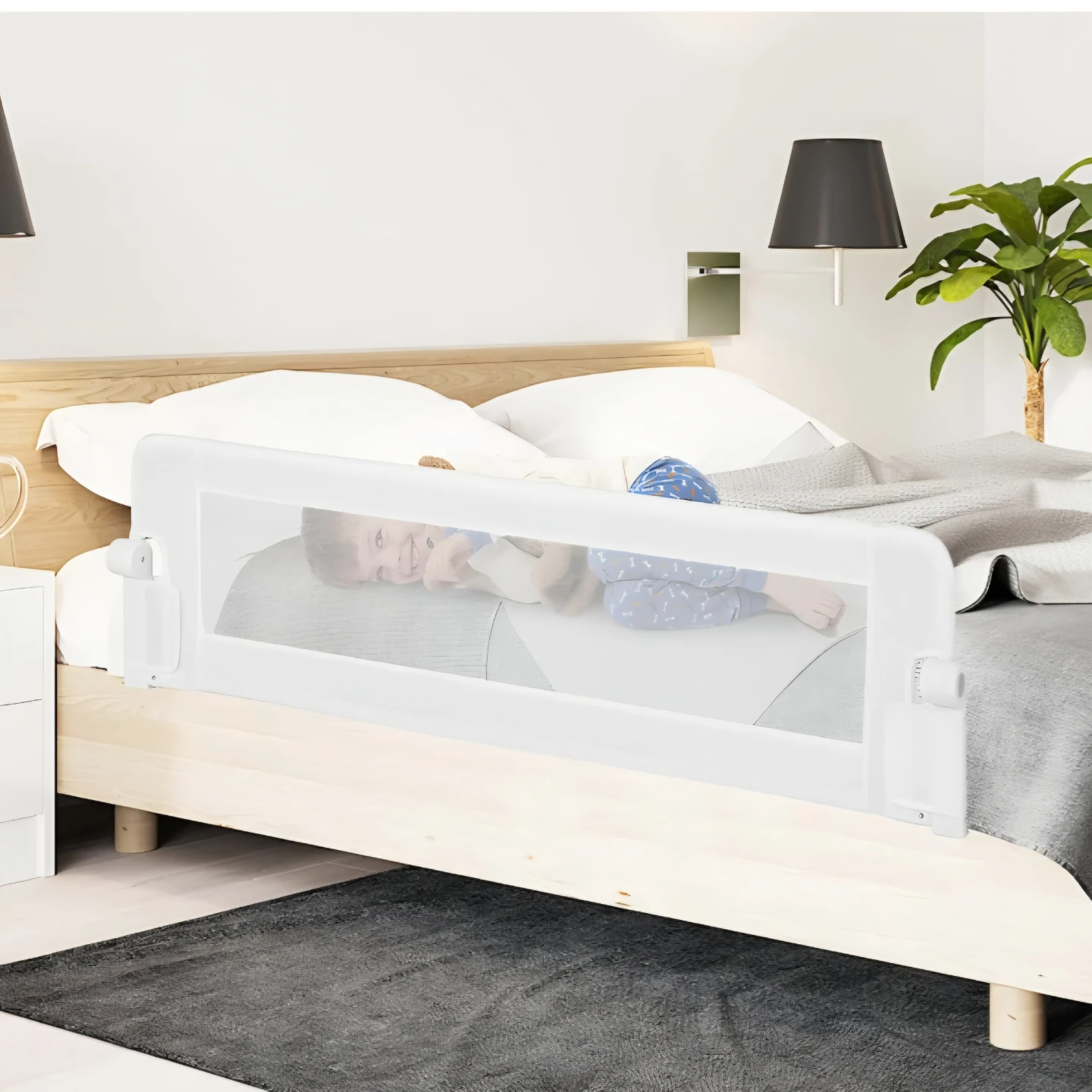 White Toddler Bed Rail Guard - photo 2