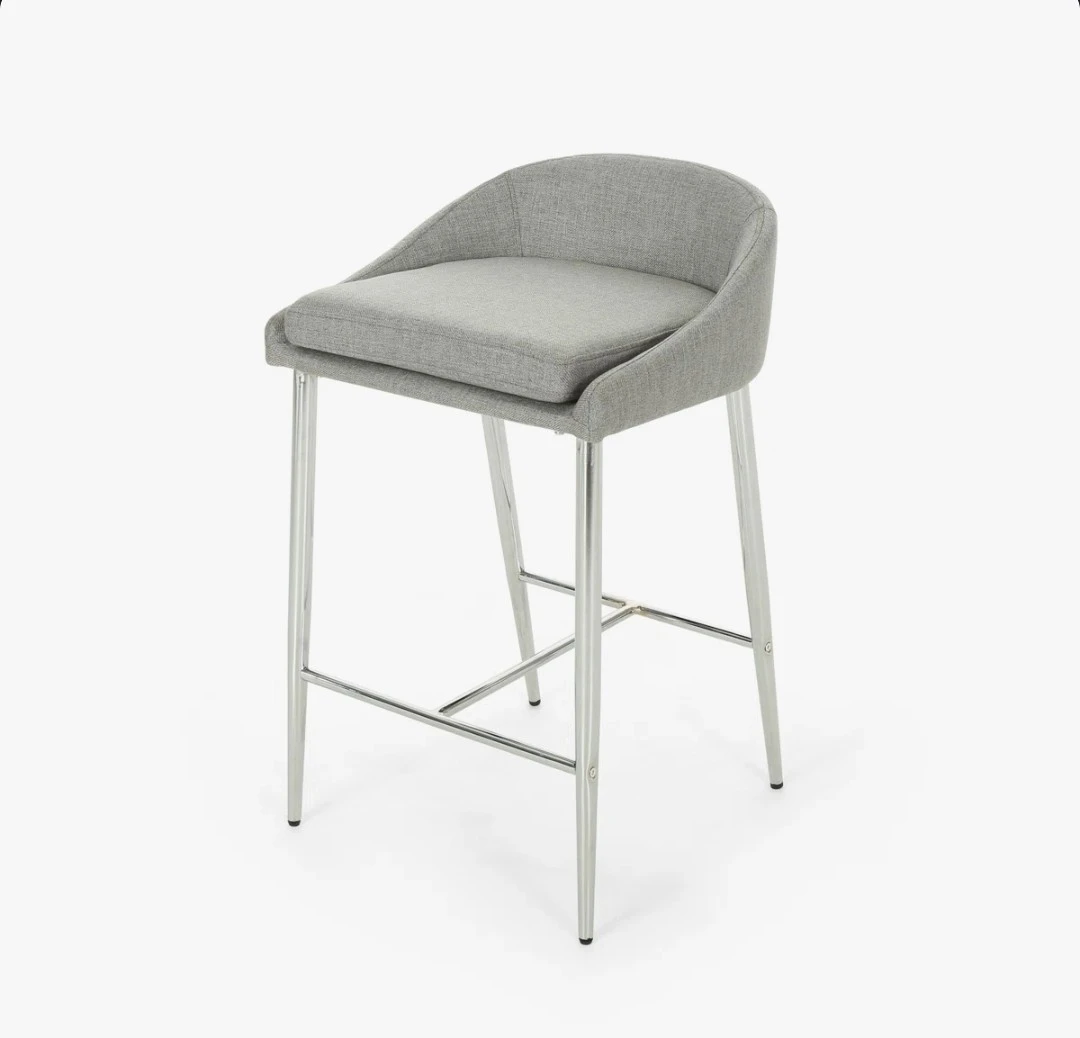 Set of 3 Structube Grey Fabric Counter Stools - photo 3