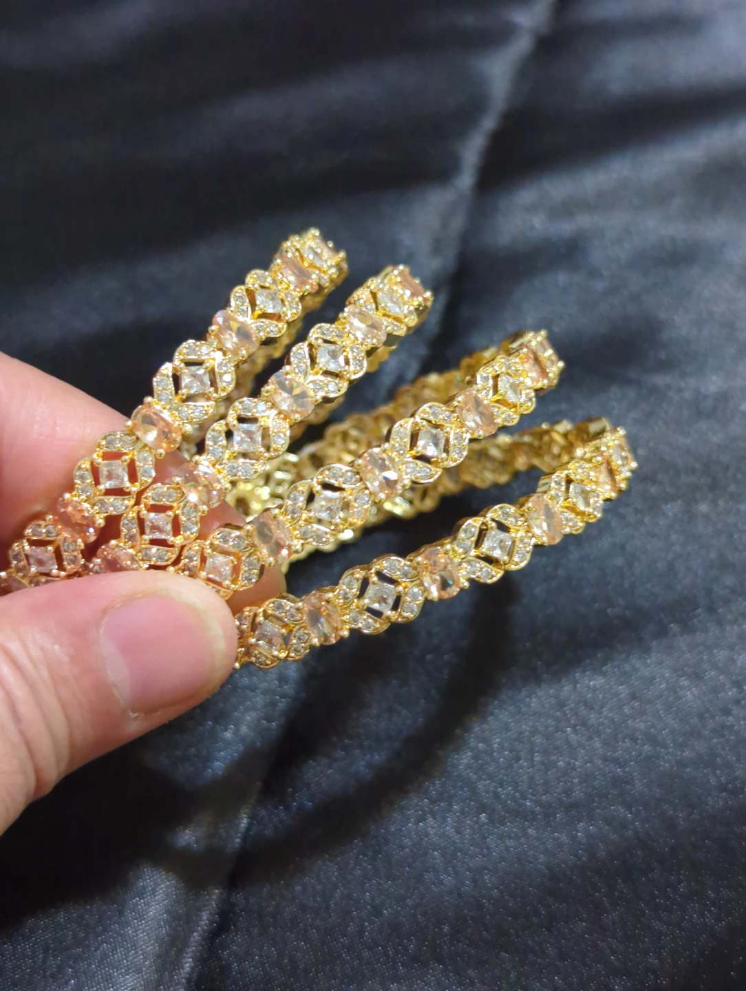 Set of 4 Gold-Tone Crystal Bangles - photo 3