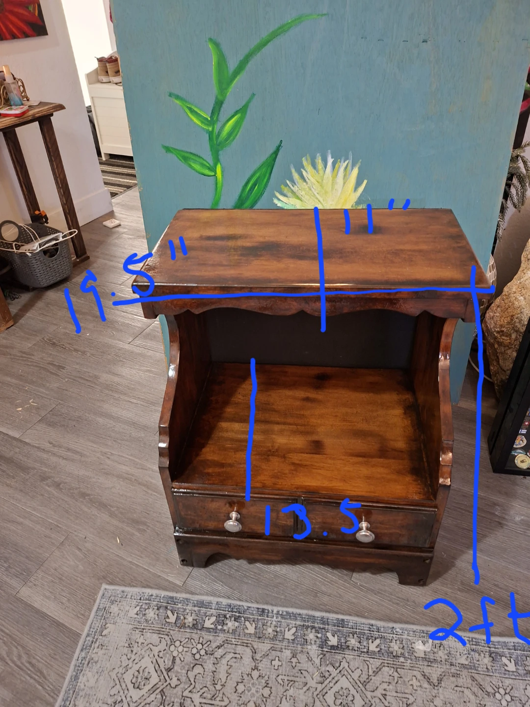 Solid Wood Nightstand with one Drawer