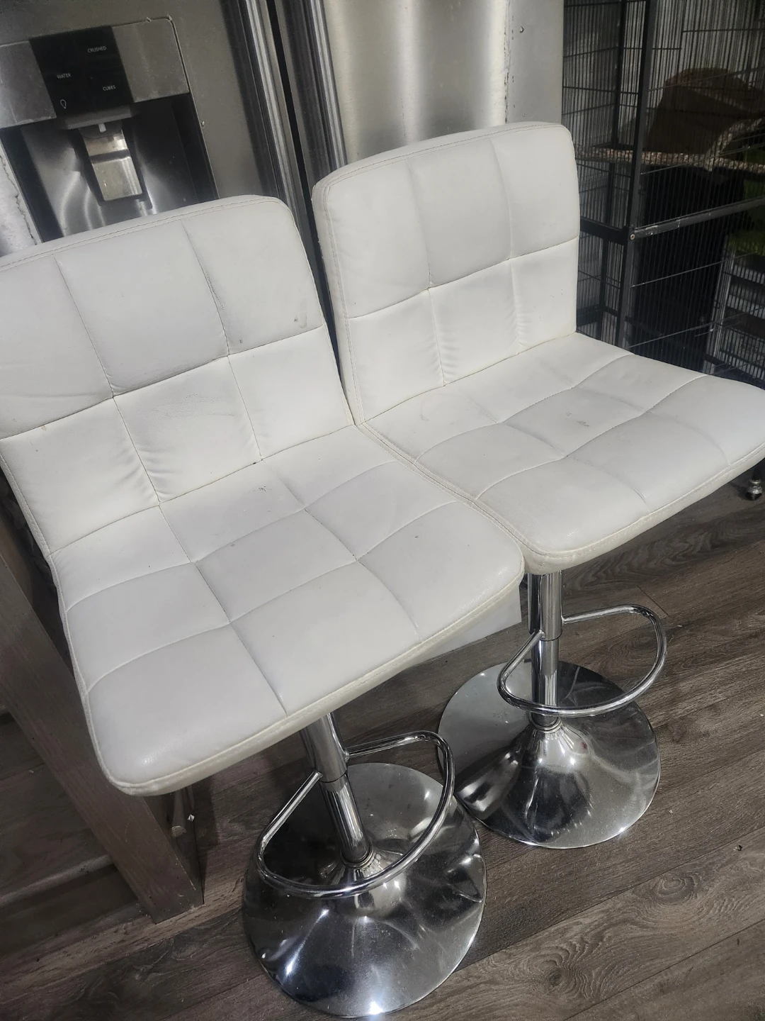 Two White Adjustable Bar Stools - photo 3