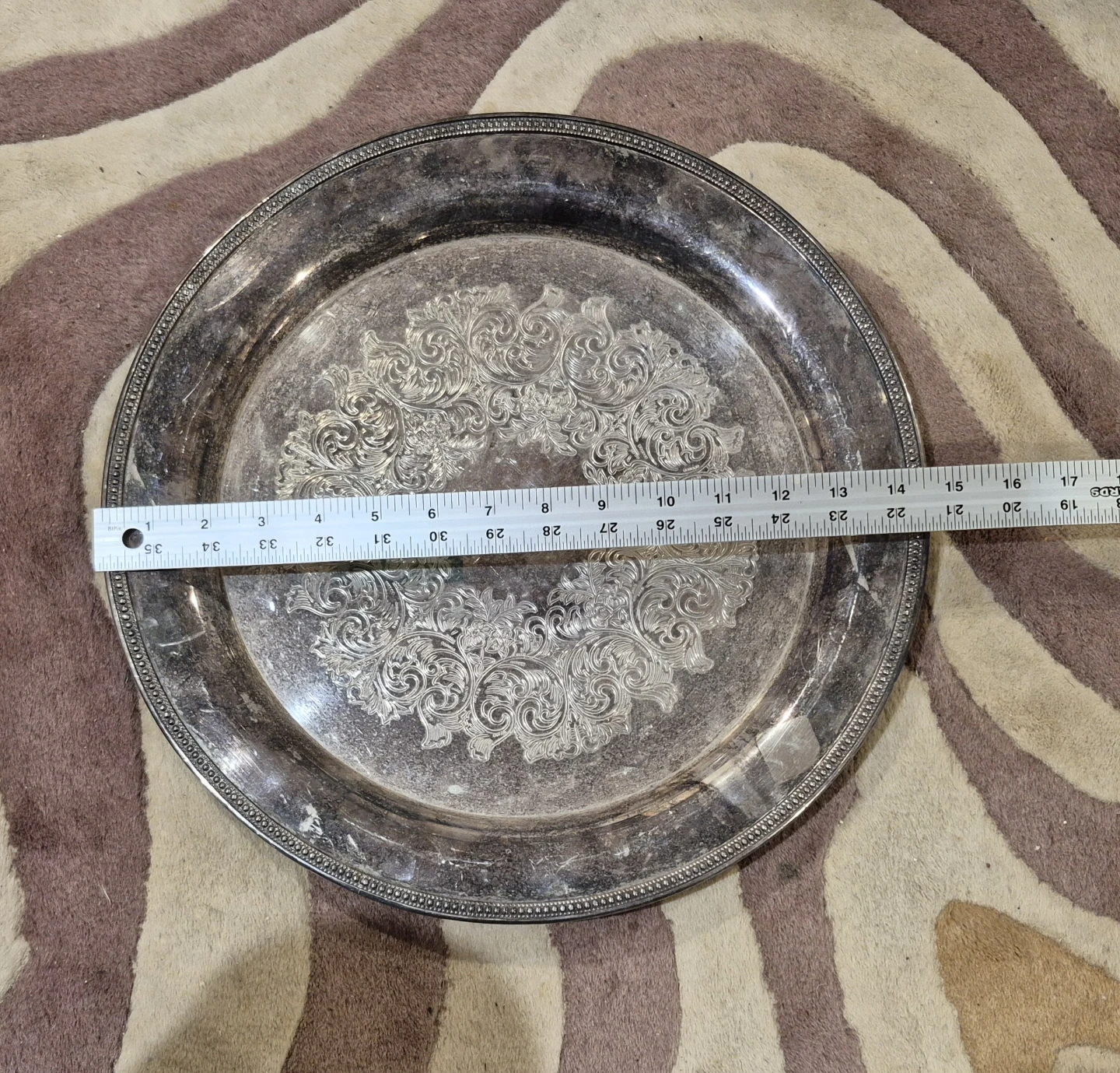 Vintage Ornate Silver Plated Serving Tray (Skokie)