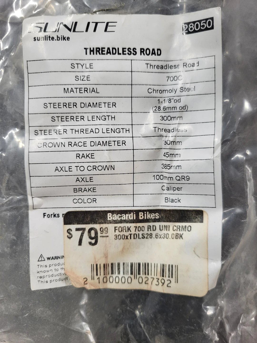 Sunlite Threadless Road Bike Fork 700C