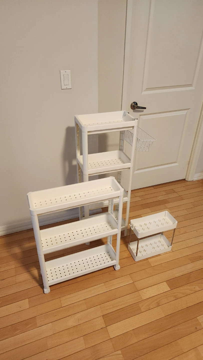 Set of Three White Plastic Utility Shelving Units - photo 2
