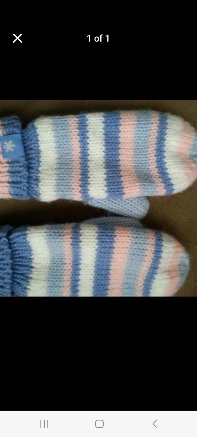 Striped Knit Girls Mittens size M