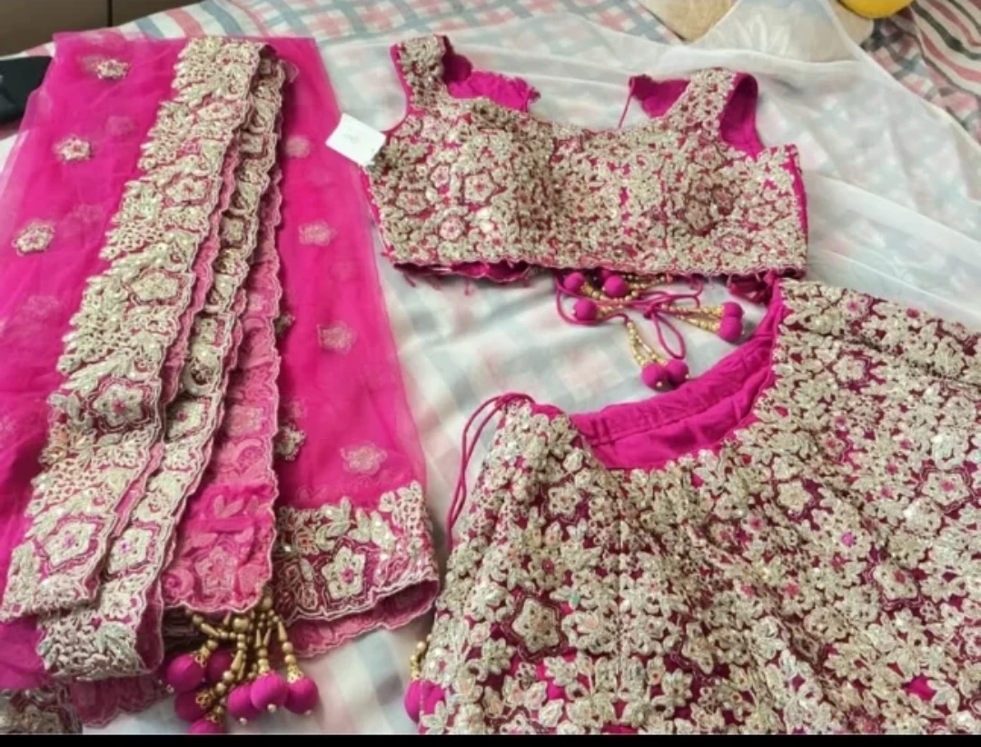 Pink and Gold Embroidered Lehengha Choli Set
