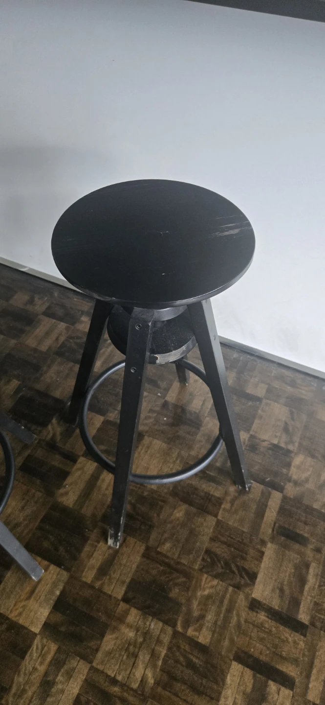 Two Black Adjustable Bar Stools - photo 3