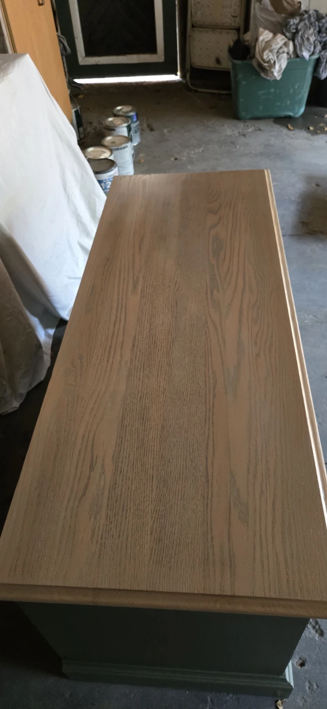 Green Media Console with Natural Wood Top - photo 5