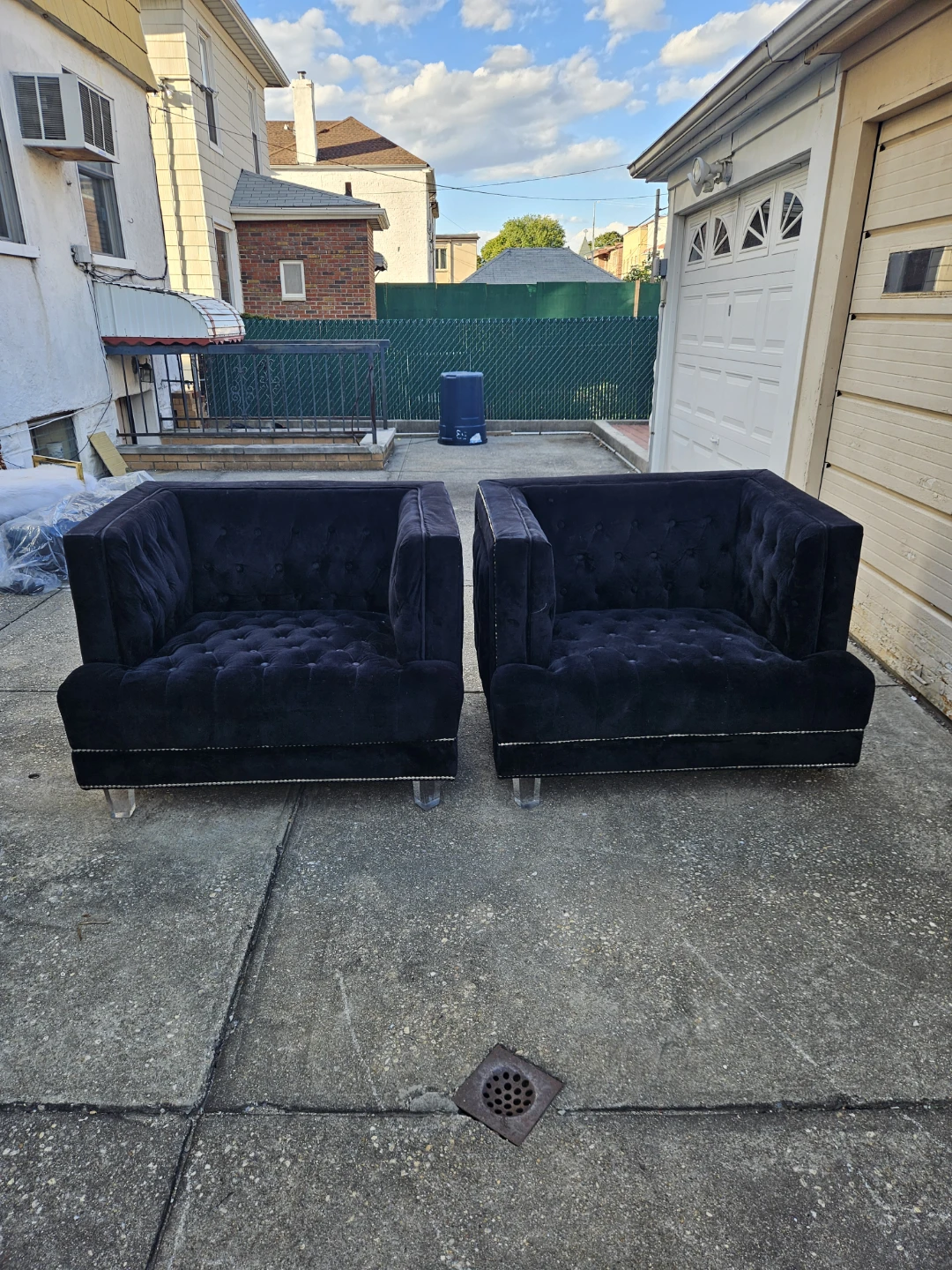 2 beautiful black velvet large chairs