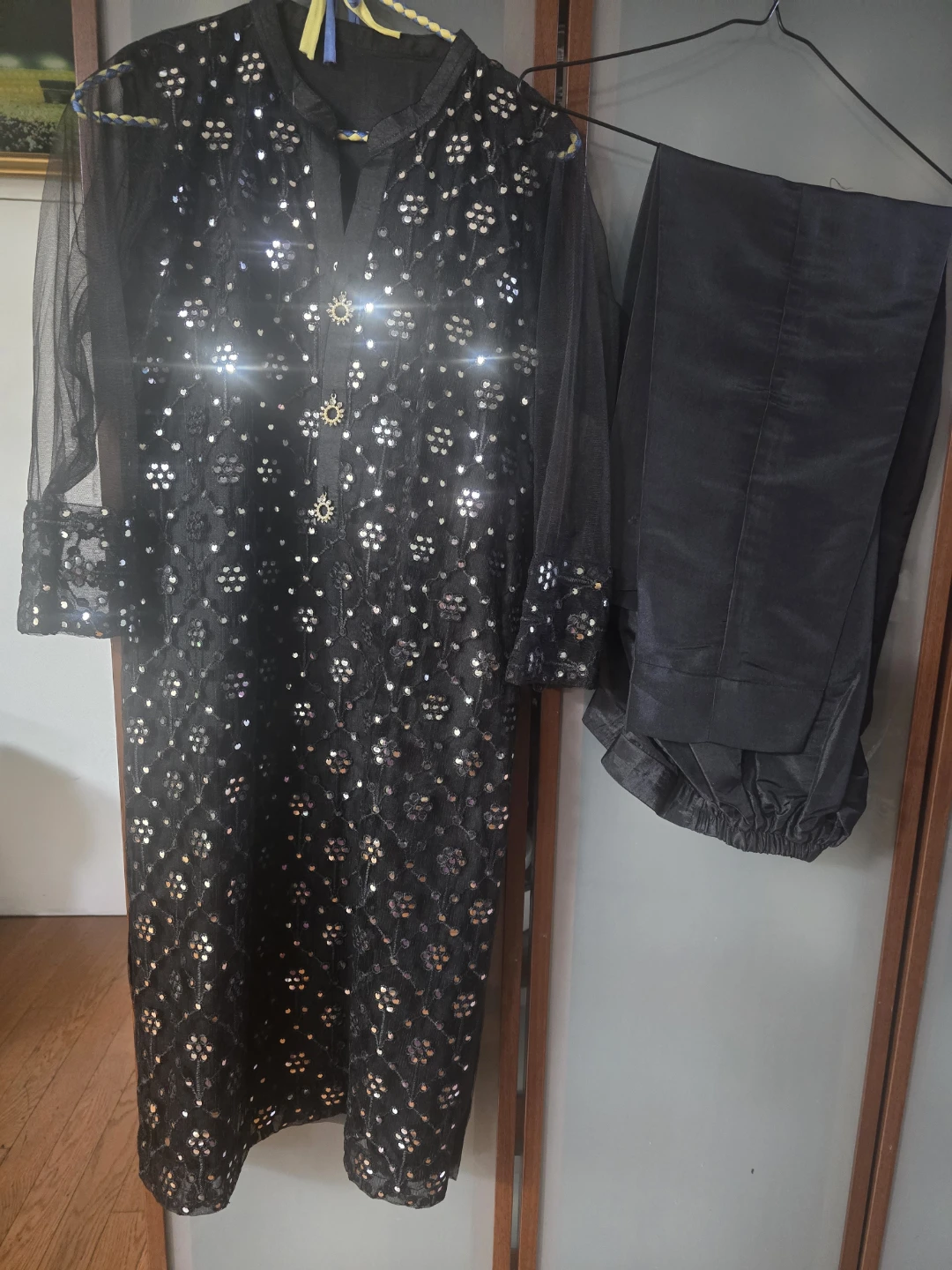 Beautiful Black Sequinned Kurta Set