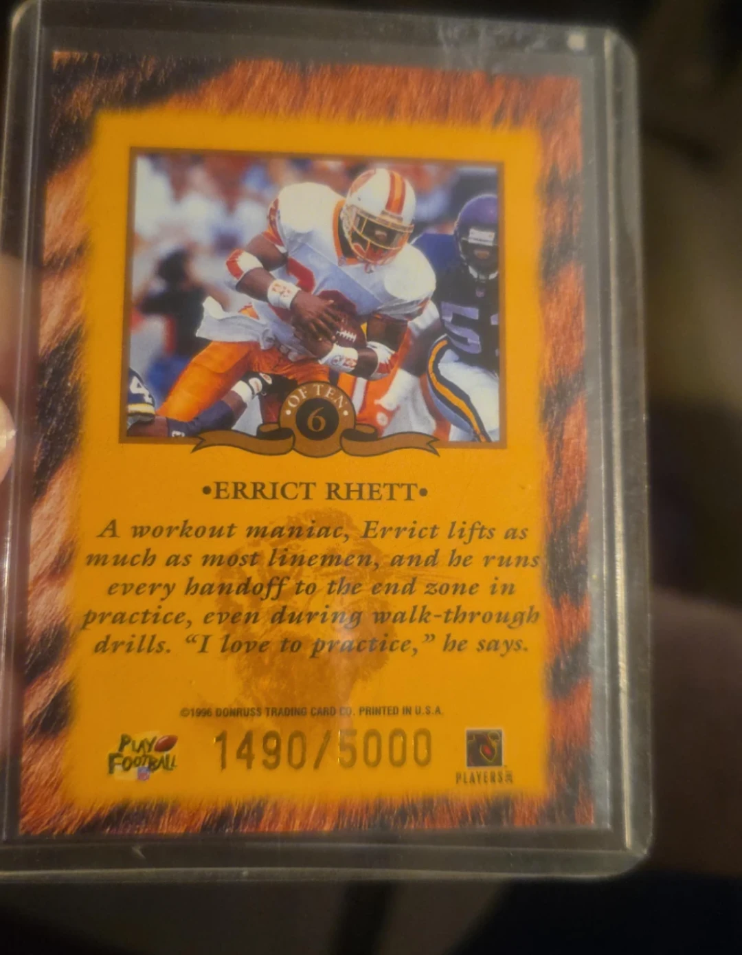 1996 Donruss Errict Rhett Serial Numbered Trading Card