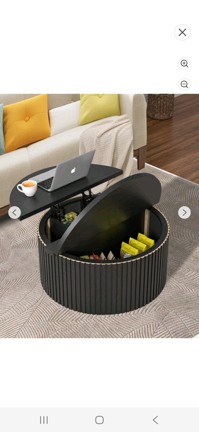 Black Round Lift-Top Coffee Table - photo 5