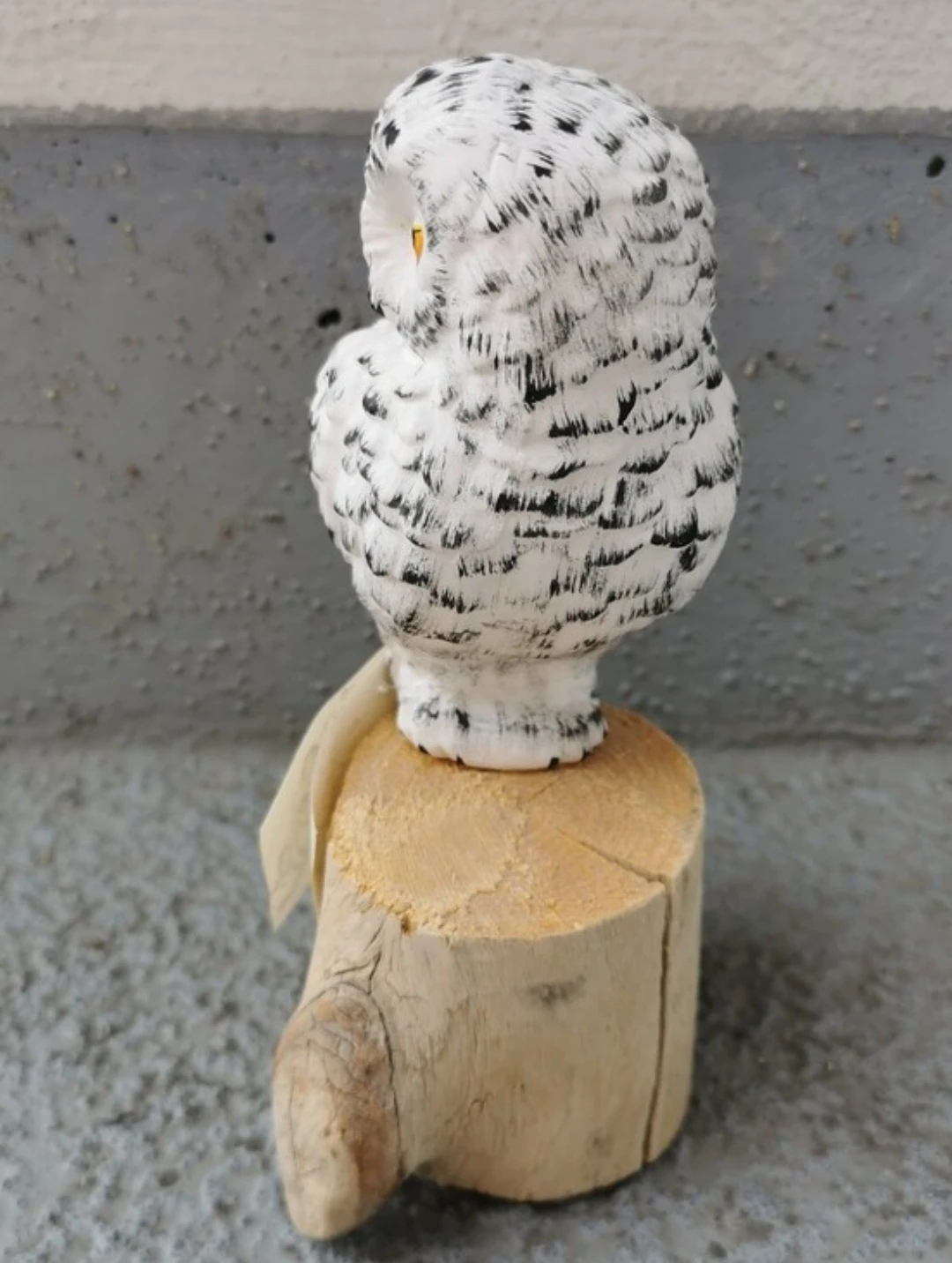 Vintage Handcarved Wooden Snowy Owl Folk Art Figurine - photo 4