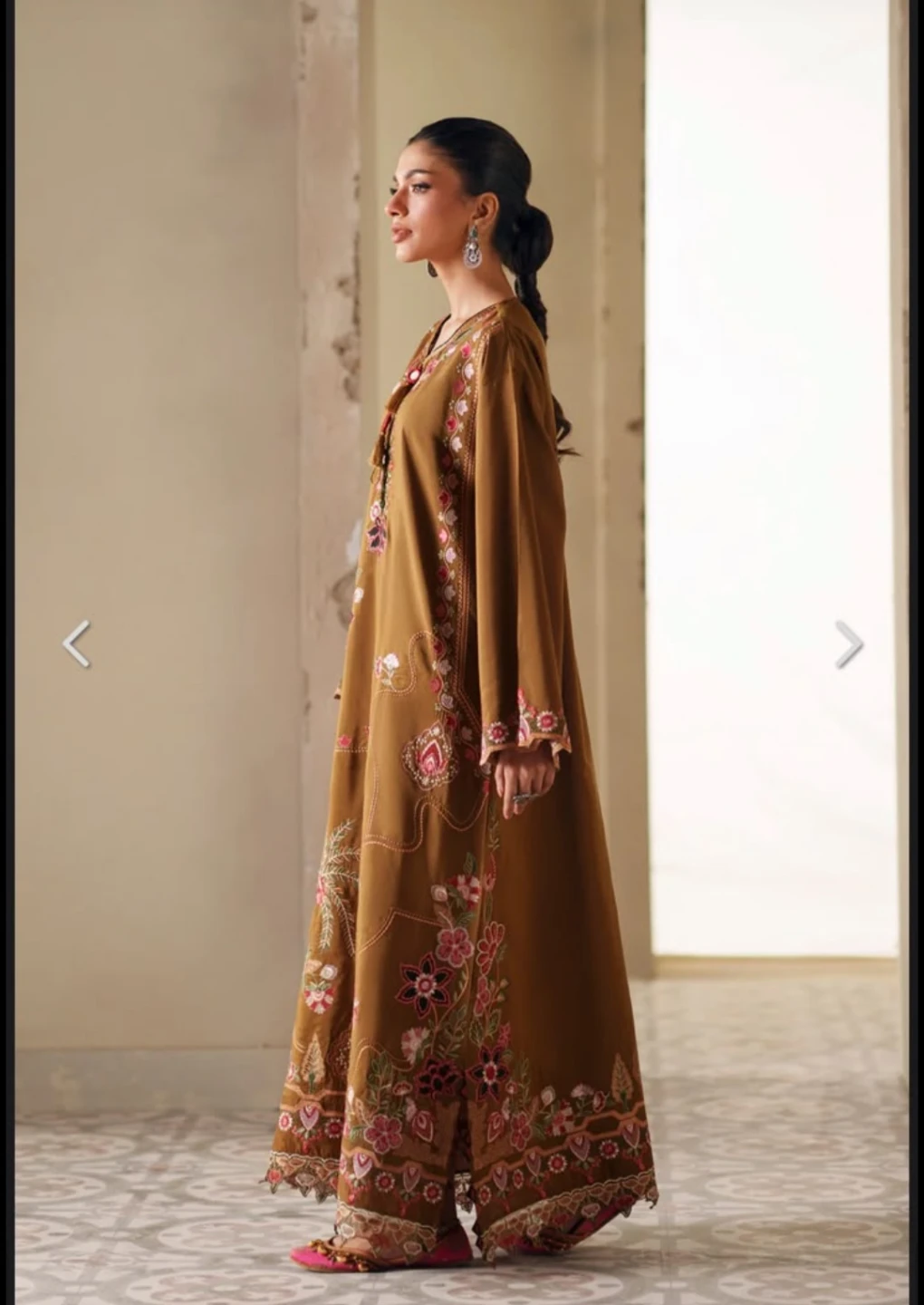 Embroidered Brown Kurta Tunic