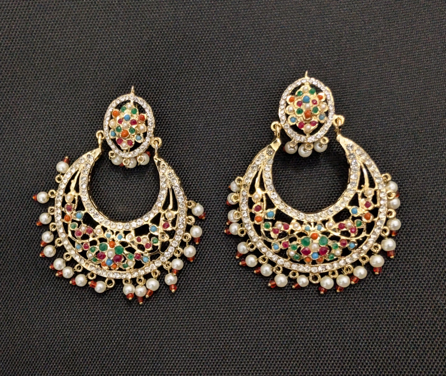 Haderabadi Navratan Earrings - photo 2